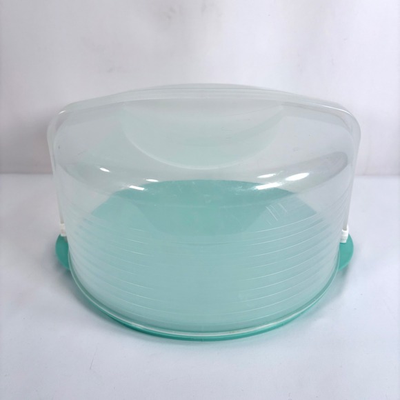 Tupperware Other - Tupperware Cake Taker Mint Green Reversible Base Translucent Lid 1256 1257